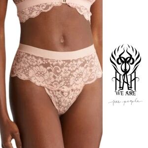 We Are HAH NWT Free People Spin Me Lace Panties in Copper Rose - Size XS